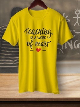 Round Neck Black Colour Cotton T-shirt For TeacherS Day