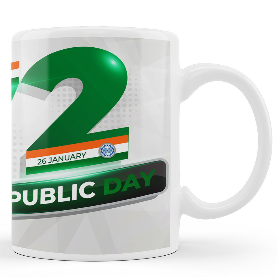 Printed Ceramic Coffee Mug | Republic Day | 72th – Republic Day | 325 Ml 