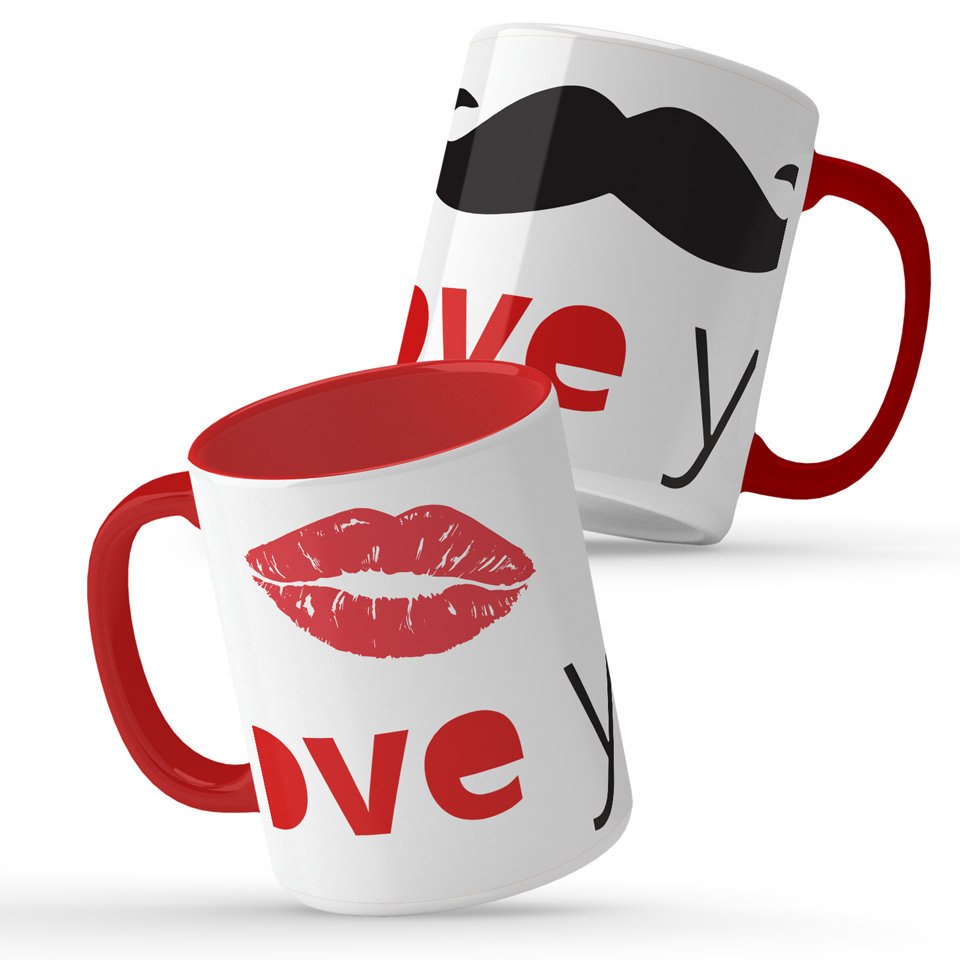 Printed Ceramic Coffee Mug | I Love you for Him and Her | Family | 325 Ml | Set of 2pcs Mug