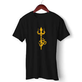 Unisex Cotton T Shirts |Om Trishul | Devotional T Shirt| Round Neck Half Sleeve |Regular Fit