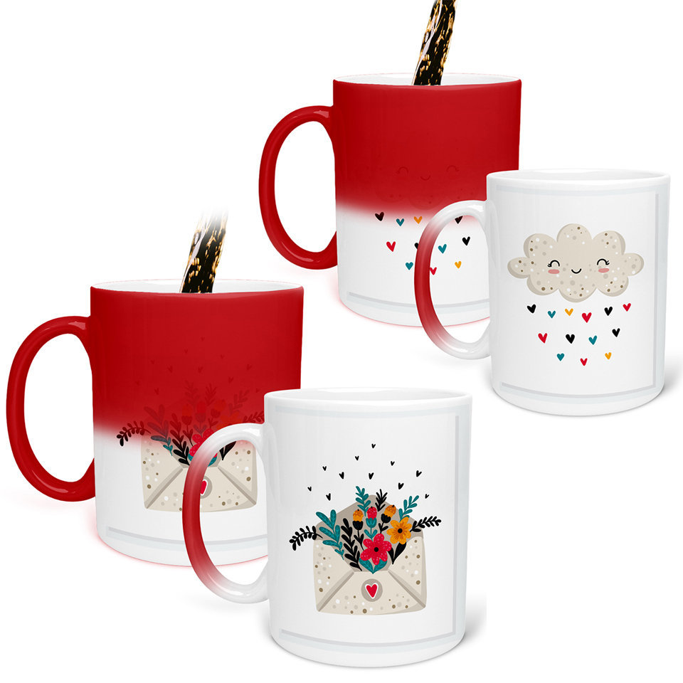 Printed Ceramic Coffee Mug | Love you Always and Happy Valentines Day  | Family | 325 Ml | Set of 2pcs Mug