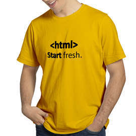 Unisex Cotton T Shirts | HTML Start Fresh | Round Neck Half Sleeve |Regular Fit
