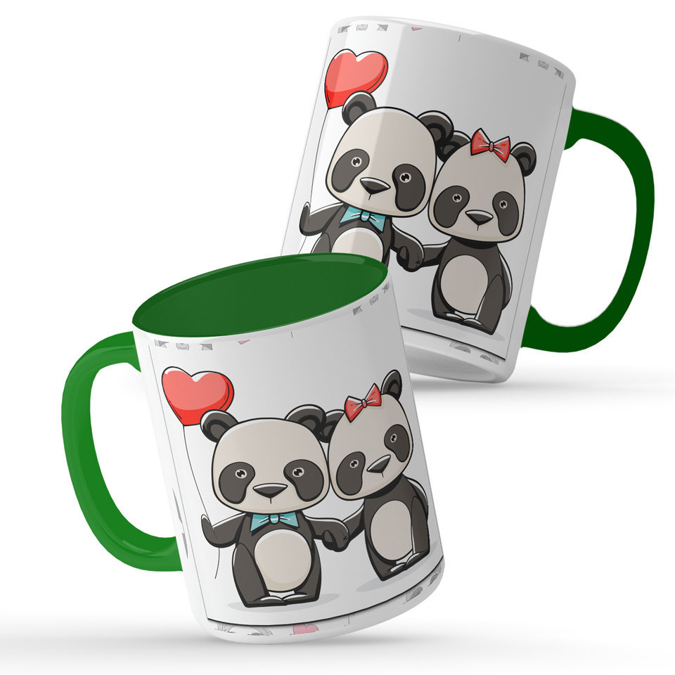 Printed Ceramic Coffee Mug | Panda in Love | Family | 325 Ml | Set of 2pcs Mug