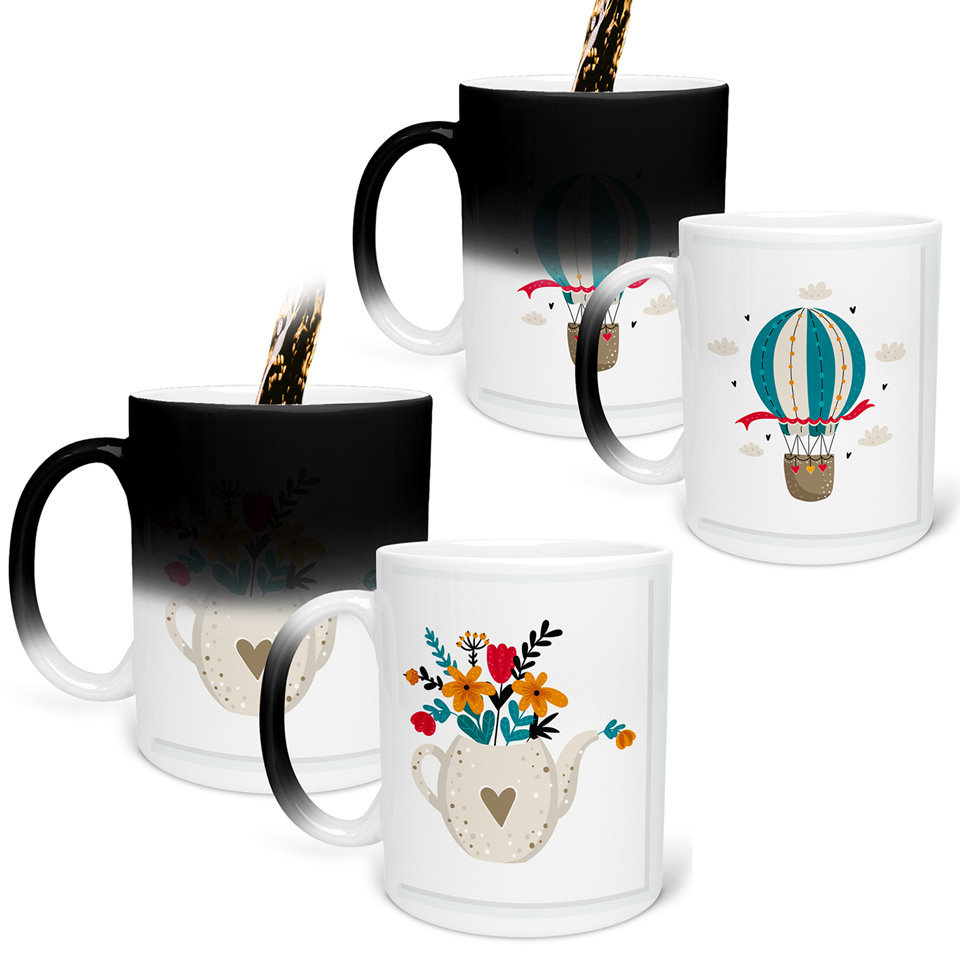 Printed Ceramic Coffee Mug | Open Your Heart and Sending You My Heart | Family | 325 Ml | Set of 2pcs Mug