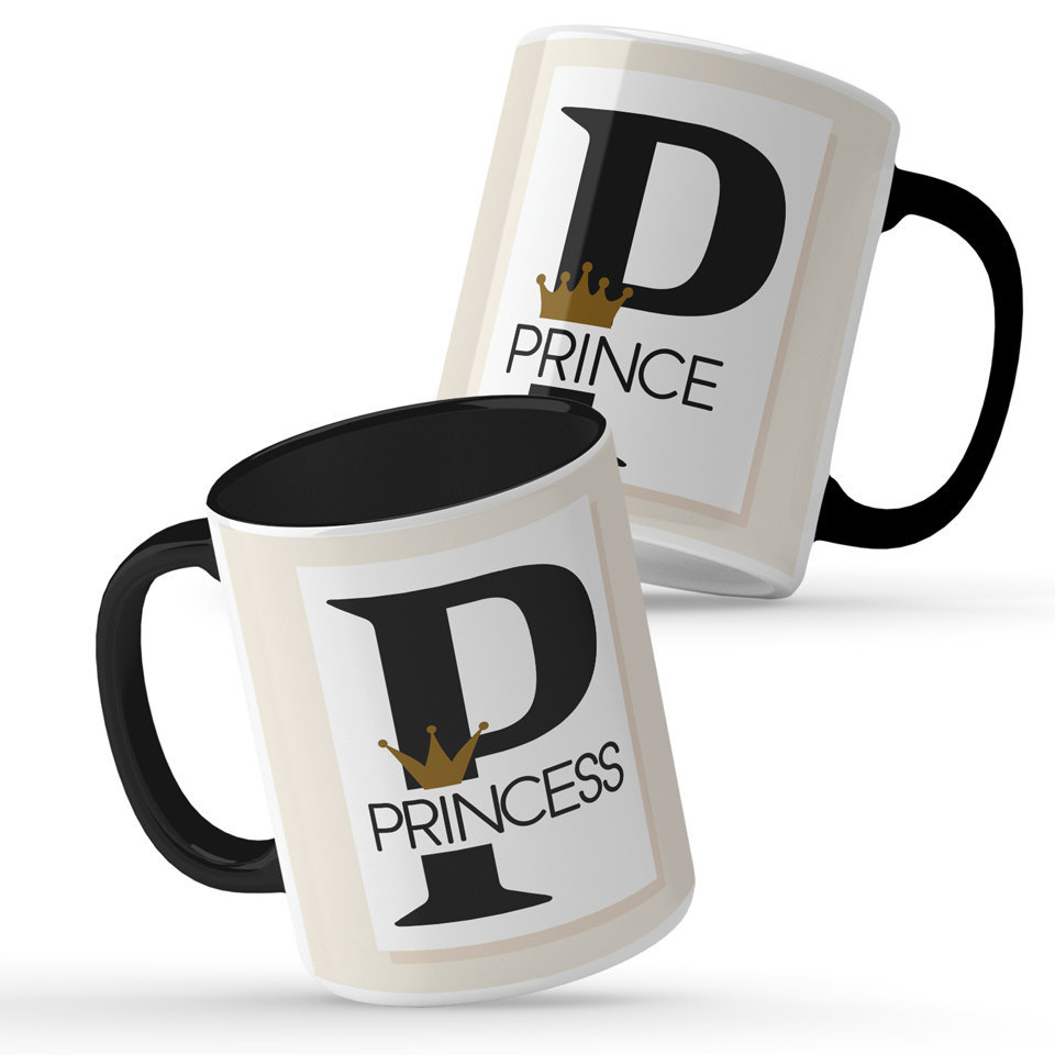 Printed Ceramic Coffee Mug | Prince and Princess  | Family | 325 Ml | Set of 2pcs Mug