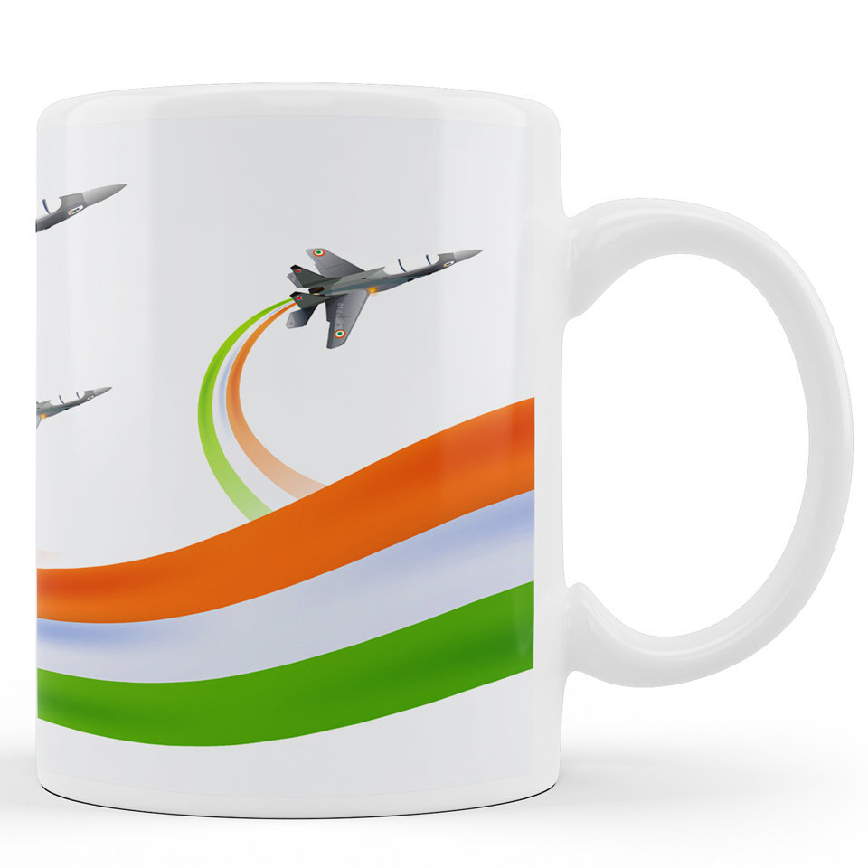 Printed Ceramic Coffee Mug | Republic Day | Fighter Aeroplanes | 325 Ml 