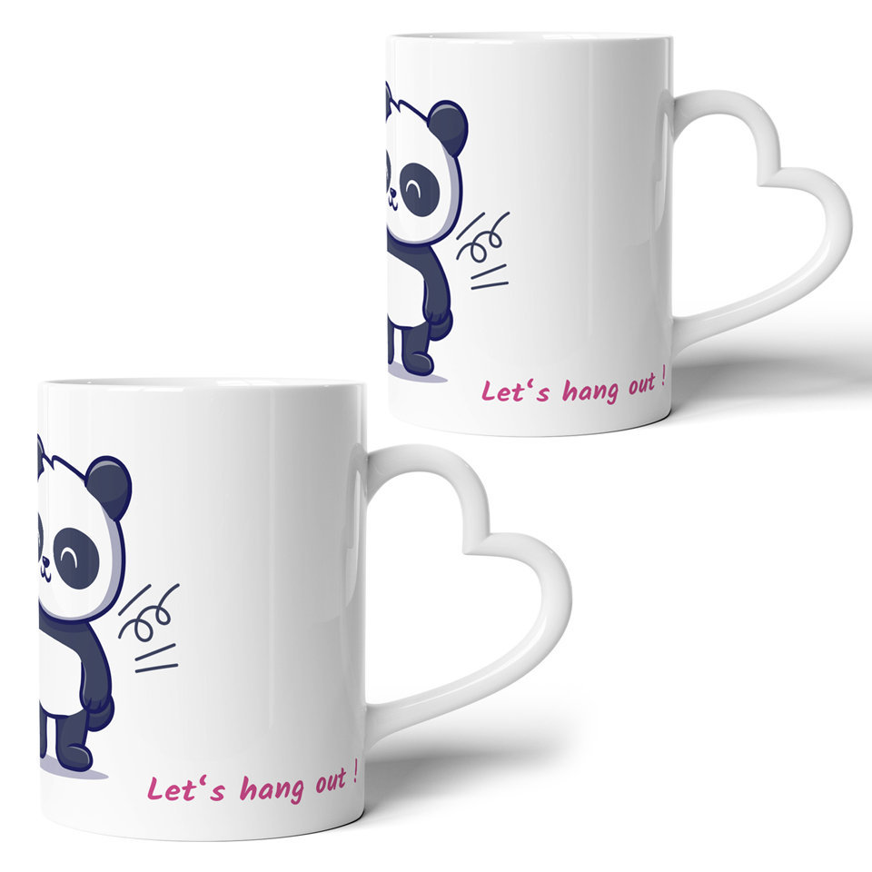 Printed Ceramic Coffee Mug | Panda With His Valentine | Family | 325 Ml | Set of 2pcs Mug