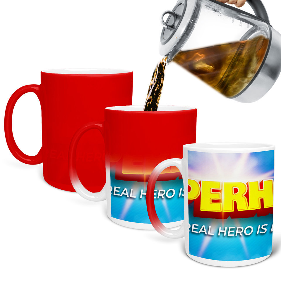 Printed Ceramic Coffee Mug | Superhero’s |The Real Hero | 325 Ml 