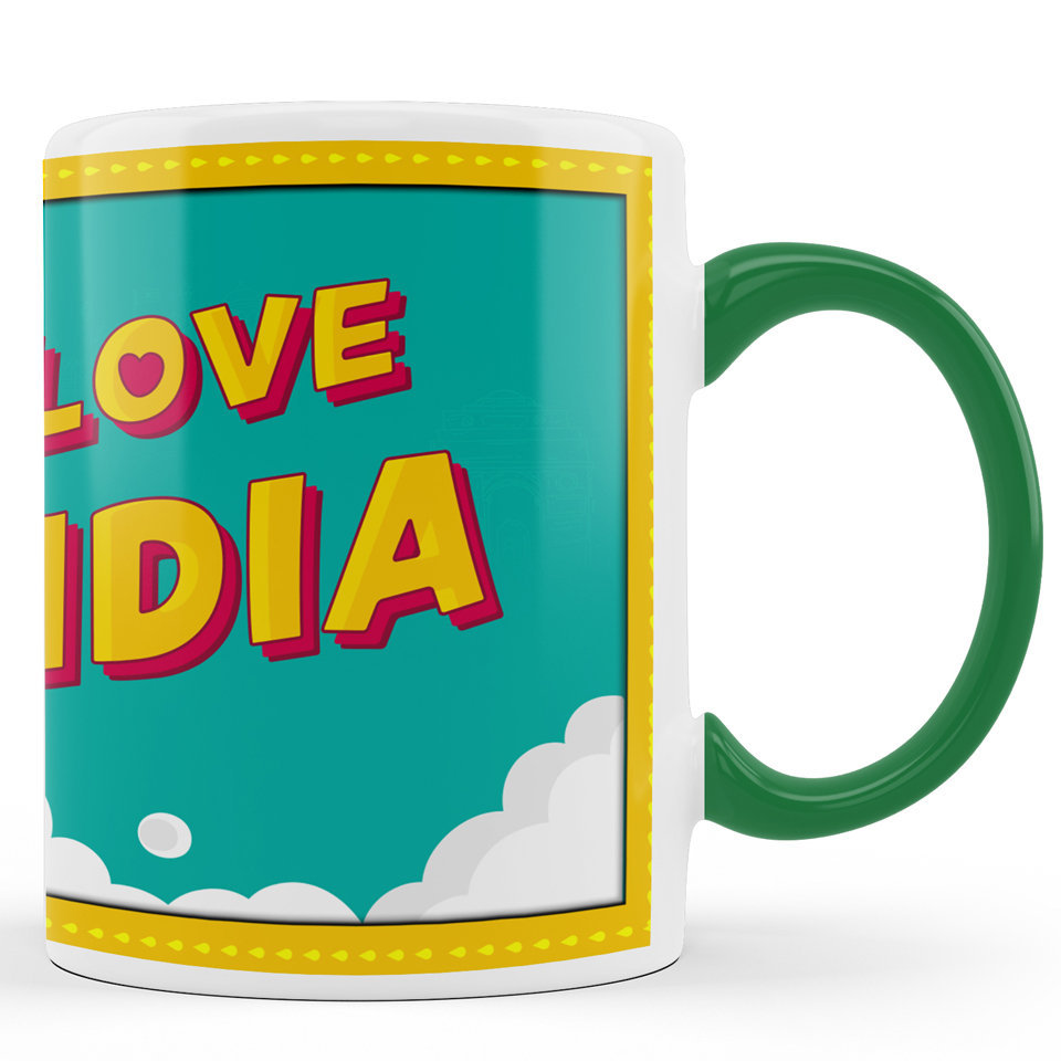 Printed Ceramic Coffee Mug | Republic Day | I Love India | 325 Ml 