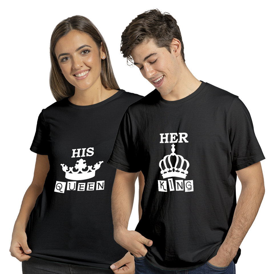 His Queen and Her King | Couples and Family | Round Neck Half Sleeve | Set of Two Pcs | Regular Fit
