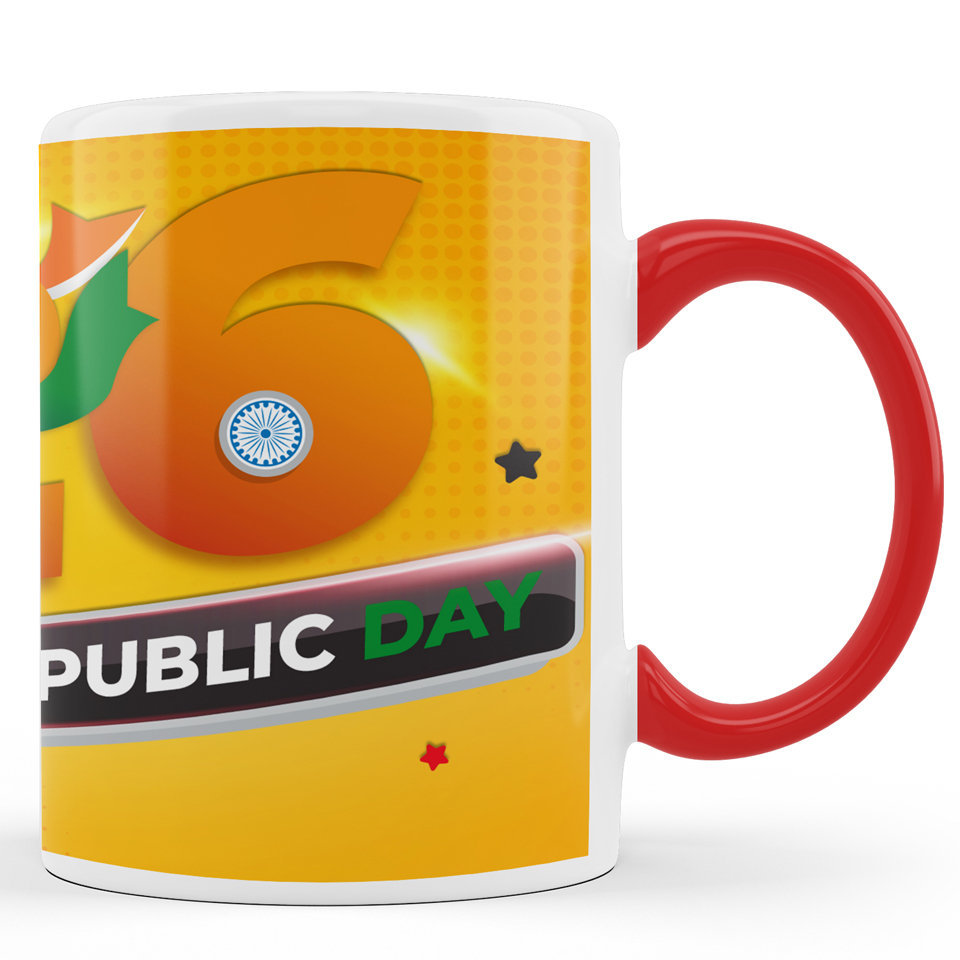 Printed Ceramic Coffee Mug | Republic Day | 26 January Indian Republic Day | 325 Ml 