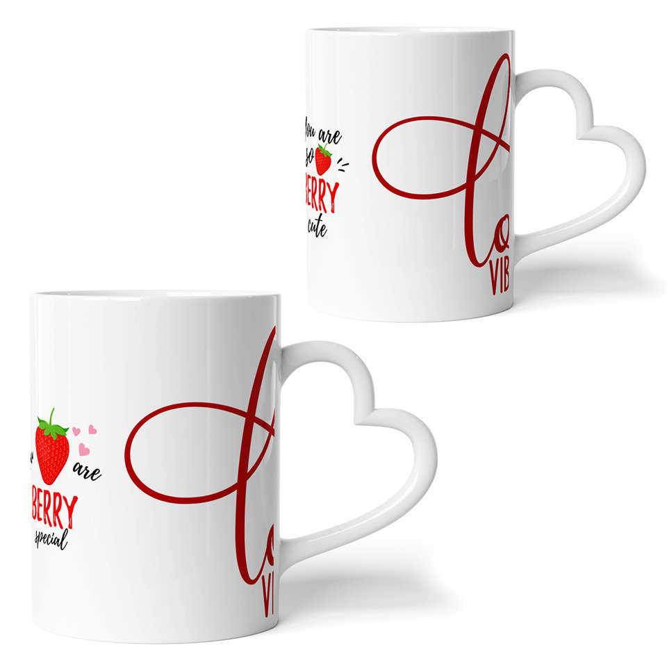 Printed Ceramic Coffee Mug | You are Cherry Cute and You are Cherry Special | Family | 325 Ml | Set of 2pcs Mug