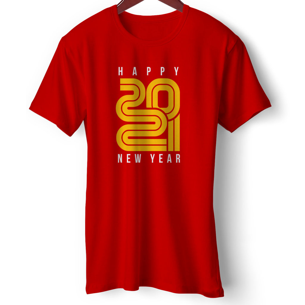 Happy 2021 New Year | T Shirt For New Year Party 2021 | | Round Neck Half Sleeve |Regular Fit