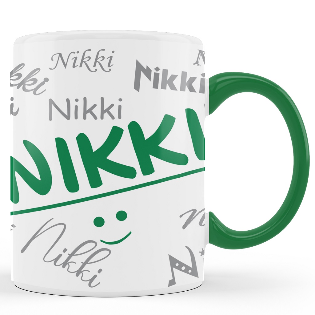 Printed Ceramic Coffee Mug | Nikki | Name Text Word art | 325 Ml 