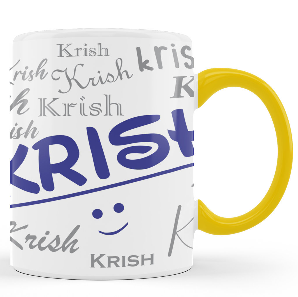 Printed Ceramic Coffee Mug | Krish |Name Text Word art | 325 Ml 
