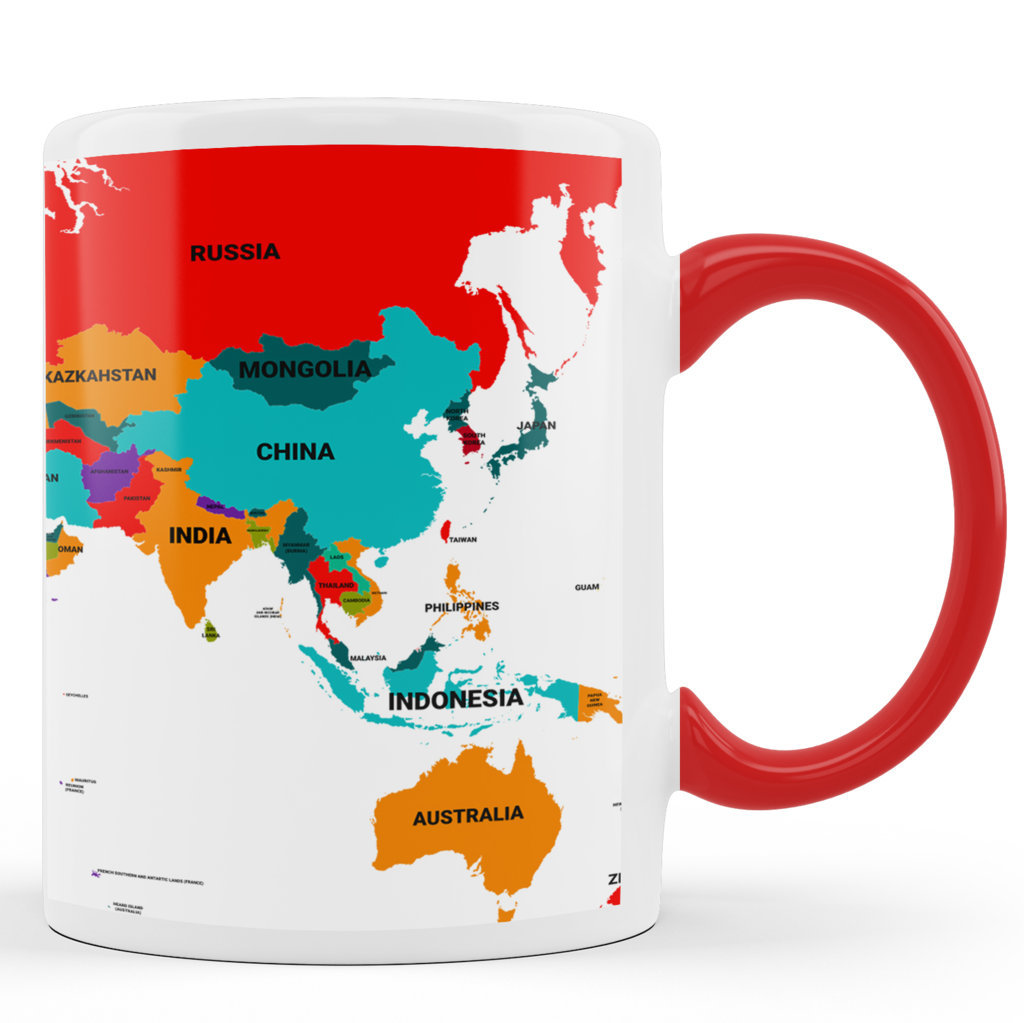 Printed Ceramic Coffee Mug | World Map | Graphics Mug | 325 Ml 
