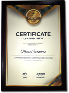 Personaised Printed Corporate Wooden Certificate.